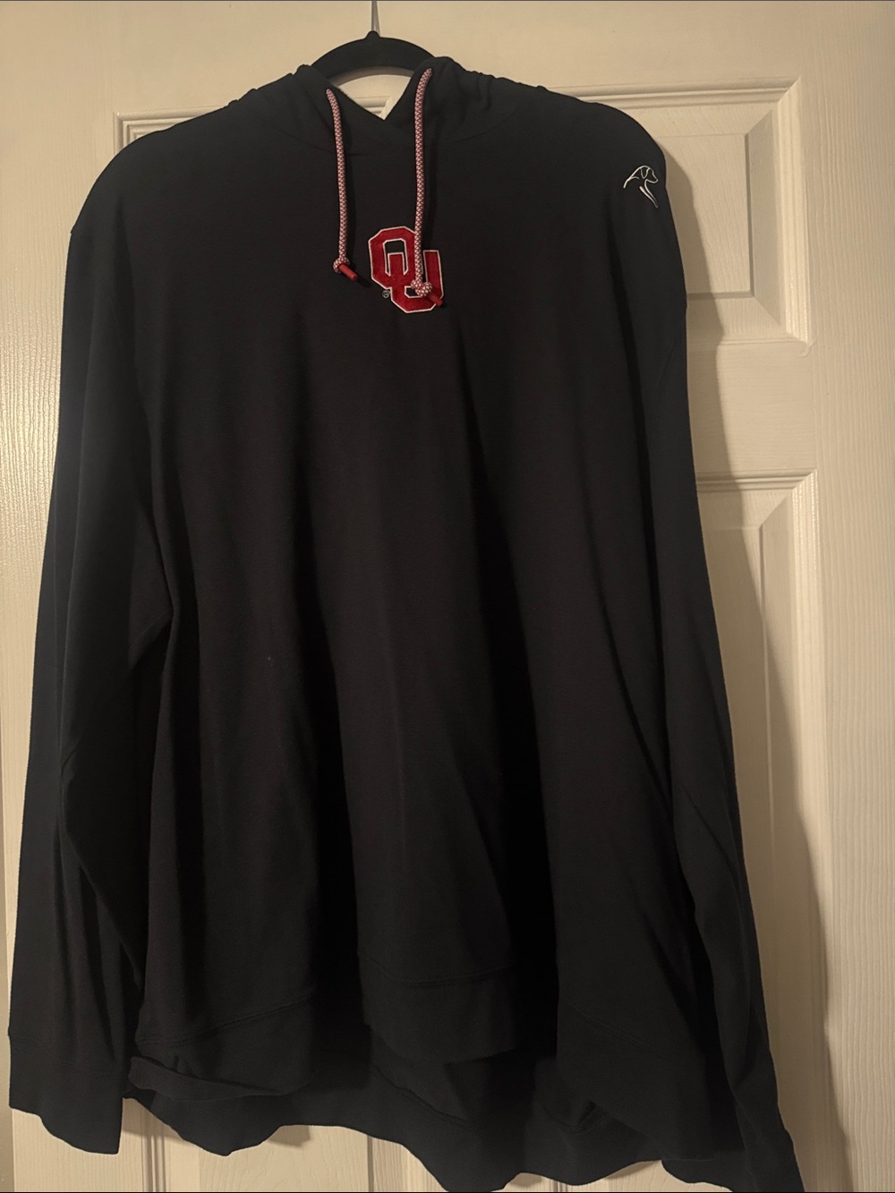 Rhoback Black Hoodie with Red OU Logo and Contrast Drawcords